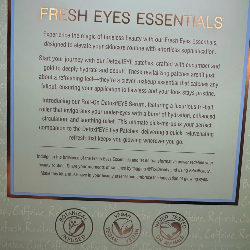 NWT Pixi Roll-On DetoxifEYE Serum & Eye Patches Boxed Set